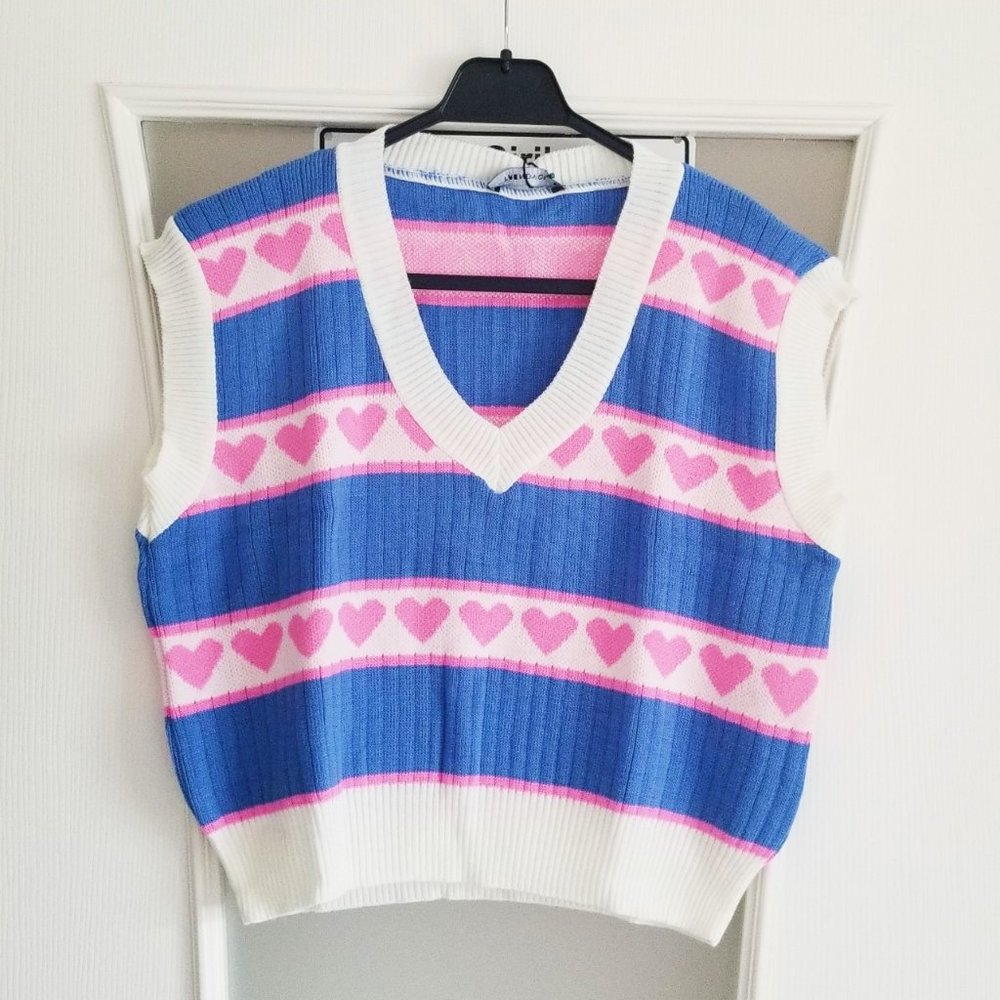 🍪Pink Heart Vest Blouse